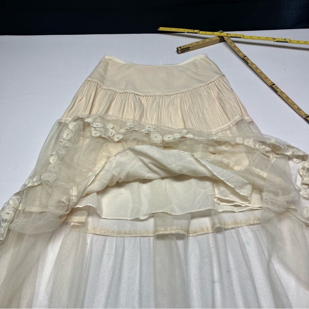 Catherine Malandrino Boho Tiered Silk Maxi Skirt Lace Size 2 - Picture 6 of 10